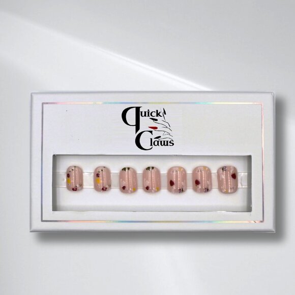 Press on nails nude with flowers spring ready - Picture 3 of 3